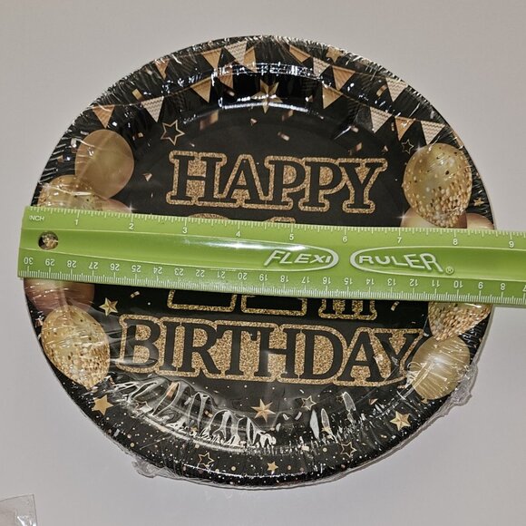 NEW Happy 21th 21st 21 Birthday Party Decor Plates Napkins Forks Lot Black Gold - Picture 4 of 11